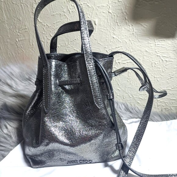 NWT JIMMY CHOO BARRA BUCKET SHOULDER BAG MEDIUM - Picture 1 of 11